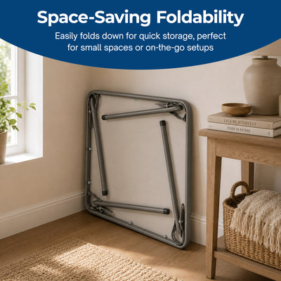 MECO Sudden Comfort 34"x34" Square Metal Folding Card Table, Chicory Lace (Used)
