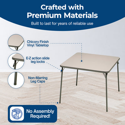 MECO Sudden Comfort 34"x34" Square Metal Folding Card Table, Chicory Lace (Used)