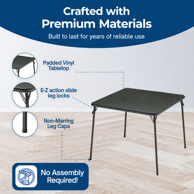 MECO Sudden Comfort 34"x34" Square Metal Folding Dining Card Table, Black (Used)