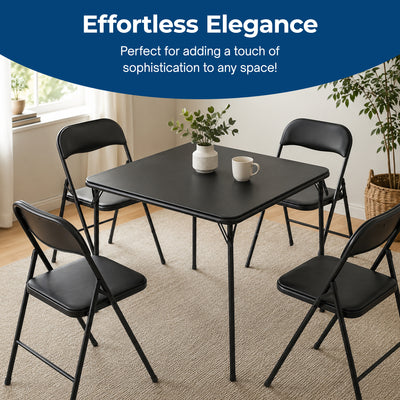 MECO Sudden Comfort 34"x34" Square Metal Folding Dining Card Table, Black (Used)