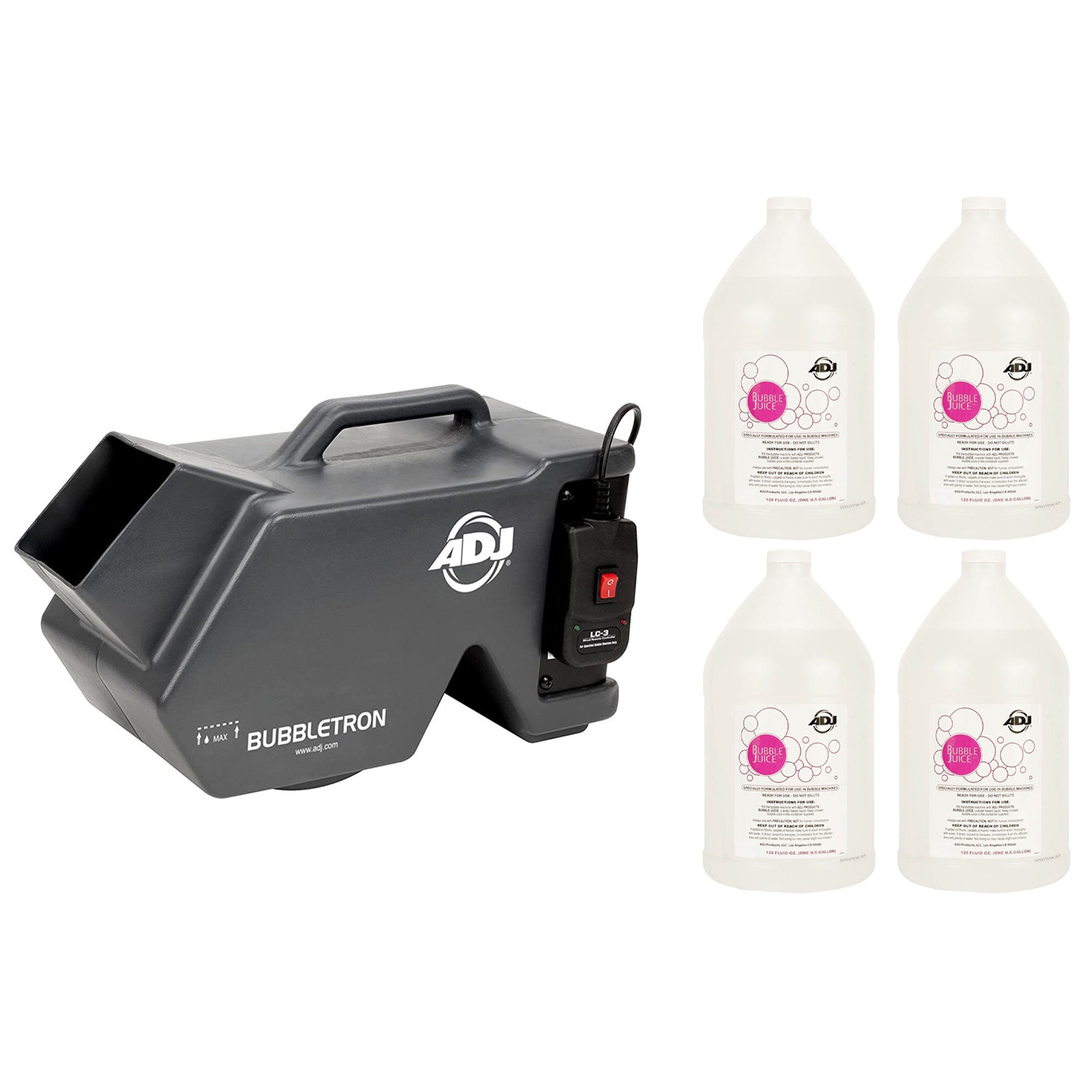ADJ Professional Automatic Bubble Machine with Juice Fluid Containers, (4 Pack) - VMInnovations