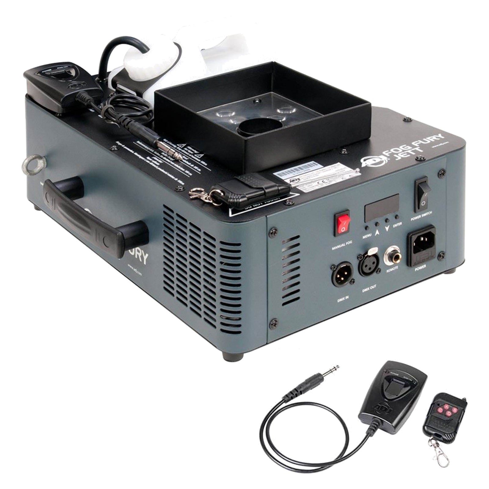 ADJ Fog Fury Jett Fog Machine w/Lights, Remote Control & 4 Liter Fog Fluid Juice - VMInnovations