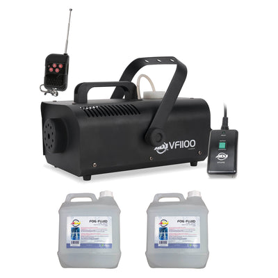 ADJ 850W Mobile Fog Machine w/Remote & 4 Liter Fog Fluid/Smoke Liquid, 2 Pack