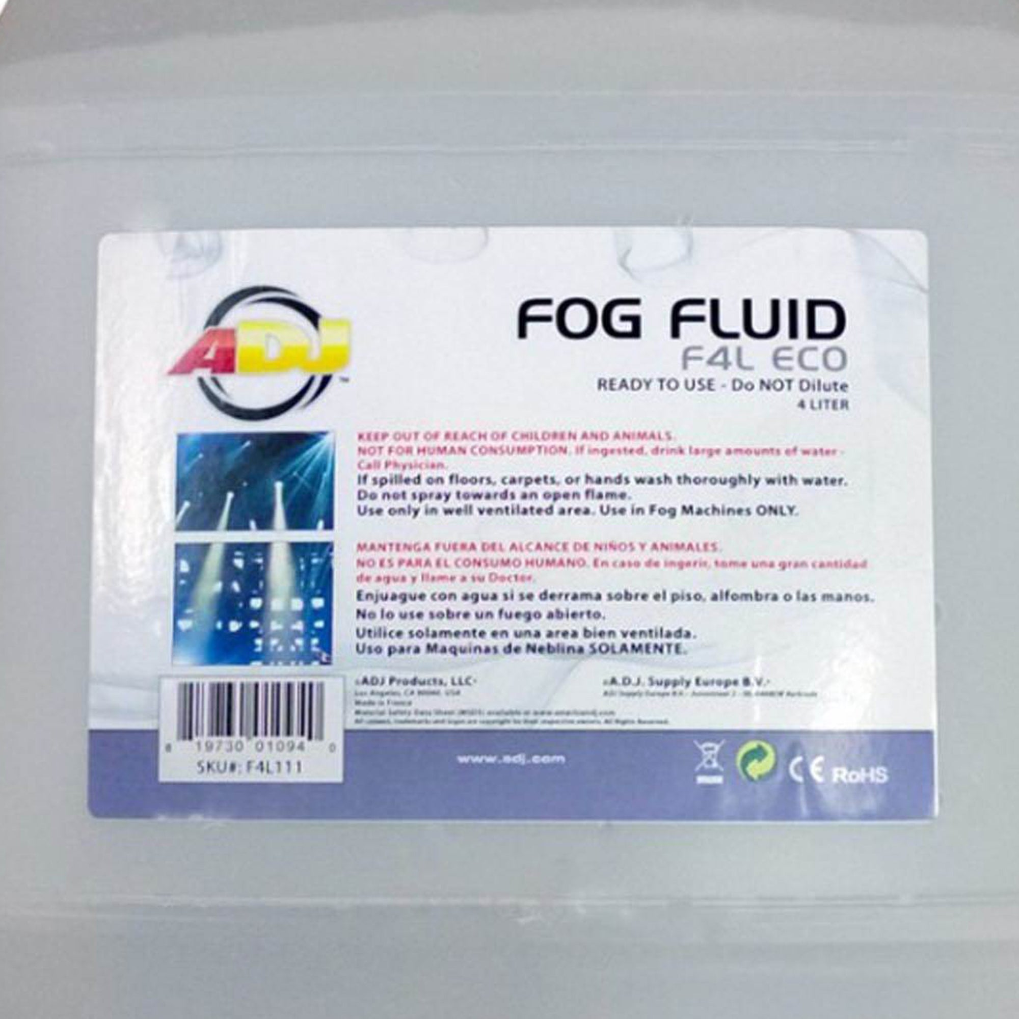 ADJ 850W Mobile Fog Machine w/Remote & 4 Liter Fog Fluid/Smoke Liquid, 2 Pack