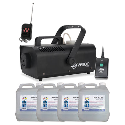 ADJ 850W Mobile Fog Machine w/Remote & 4 Liter Fog Fluid/Smoke Liquid, 4 Pack