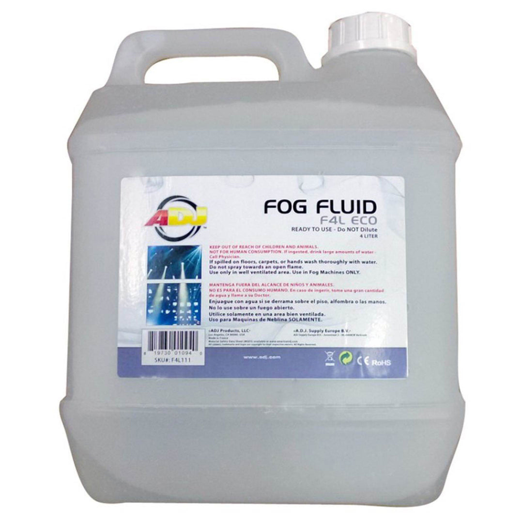 ADJ Low-Lying Water-Based Fog Machine, Black & 4 Liter Fog Liquid Juice, 4 Pack