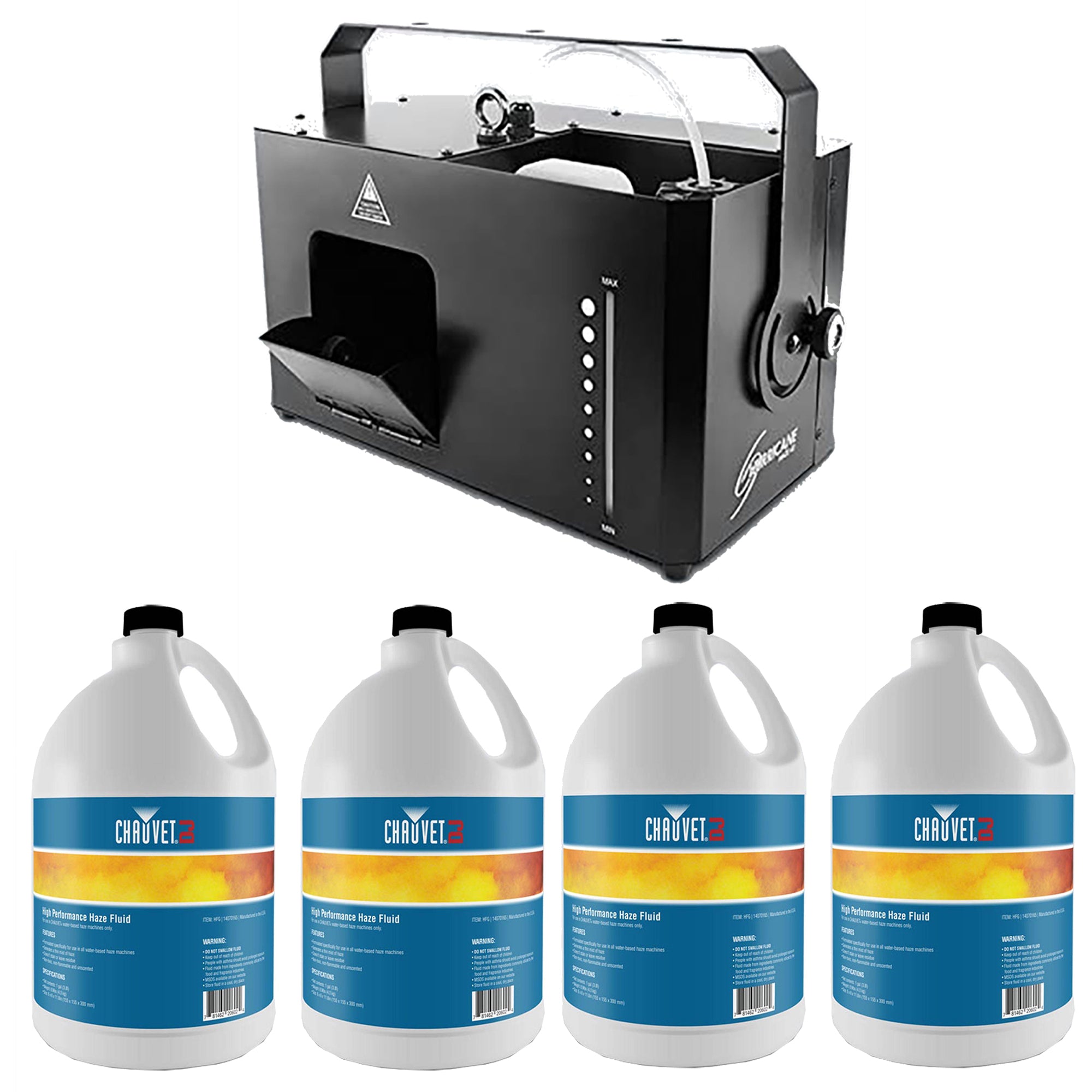 CHAUVET DJ Hurricane Light Show 4D Hazer & 1 Gallon Haze Machine Fluid, 4 Pack