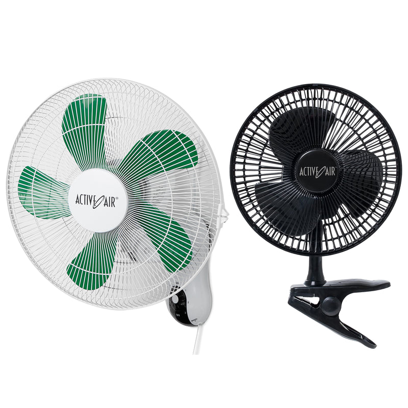 Active Air 16 In. Oscillating Grow Fan & 8 In. Clip On Brushless Motor Grow Fan