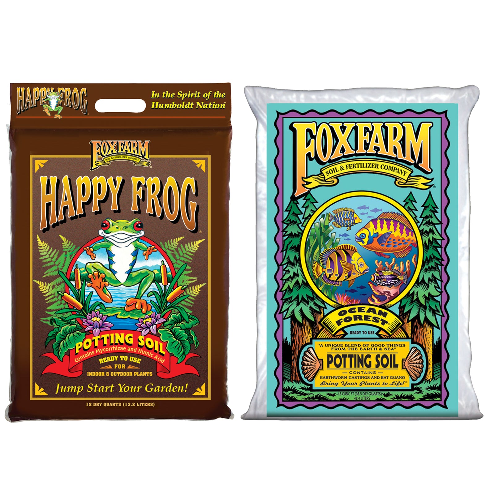 FoxFarm Happy Frog Rapid Growth Soil, 12 Qt & Ocean Forest Potting Soil, 38.6 Qt - VMInnovations