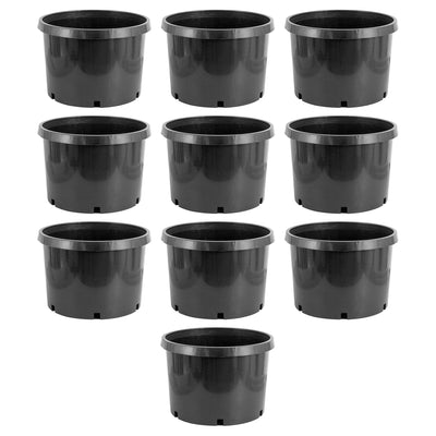Pro Cal 10 Gallon Premium Nursery Planter Garden Grow Pots, Black (Set of 10)
