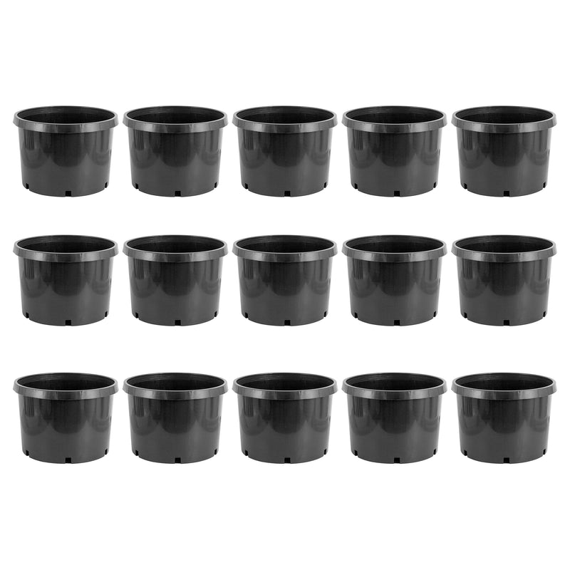 Pro Cal 10 Gallon Premium Nursery Planter Garden Grow Pots, Black (Set of 15)
