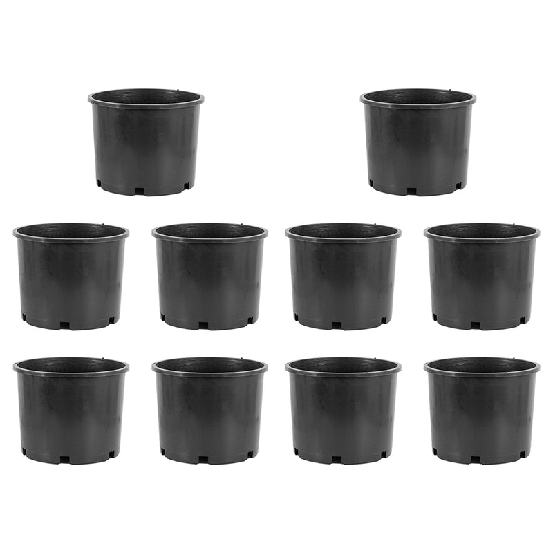 Pro Cal 5 Gal Premium Nursery Black Plastic Planter Garden Grow Pots (Set of 10)