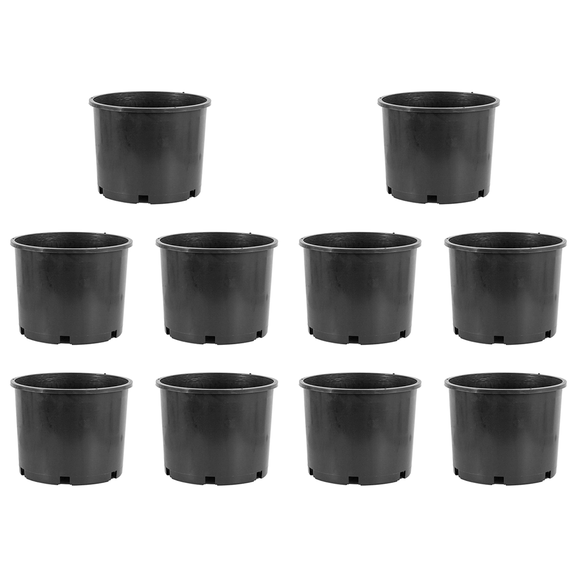 Pro Cal 7 Gallon Round Wide Rim Durable Plastic Plant Nursery Pot, (10 Pack) - VMInnovations