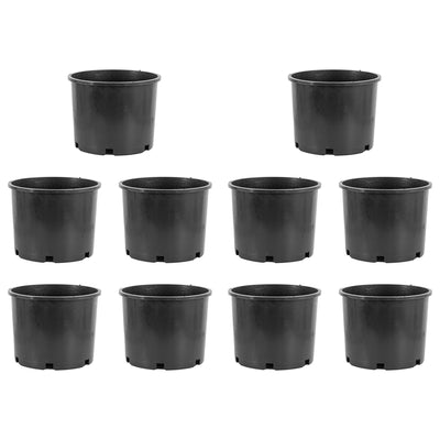 Pro Cal 7 Gallon Round Wide Rim Durable Plastic Plant Nursery Pot, (10 Pack)