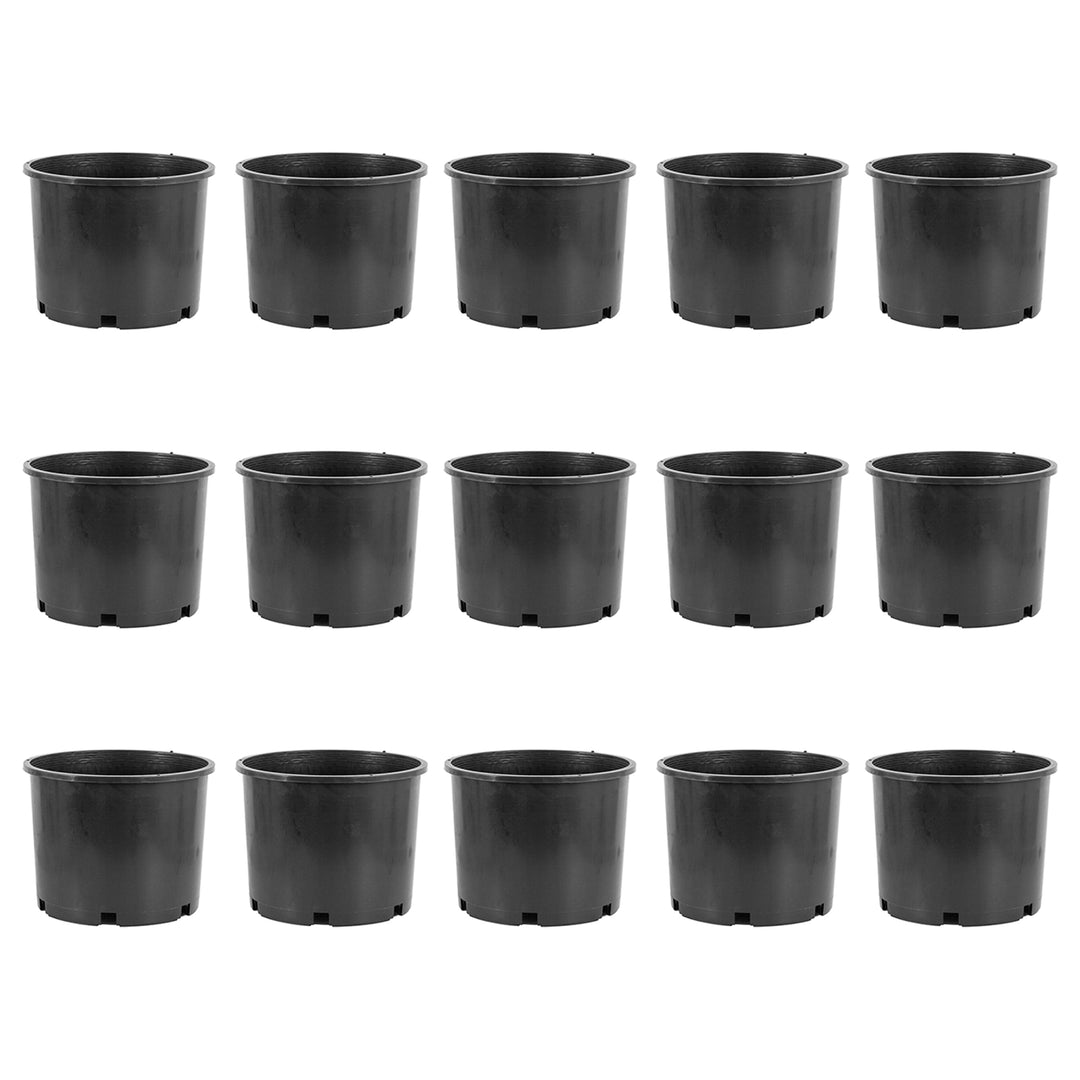 Pro Cal 7 Gallon Round Wide Rim Durable Plastic Plant Nursery Pot, (15 Pack)