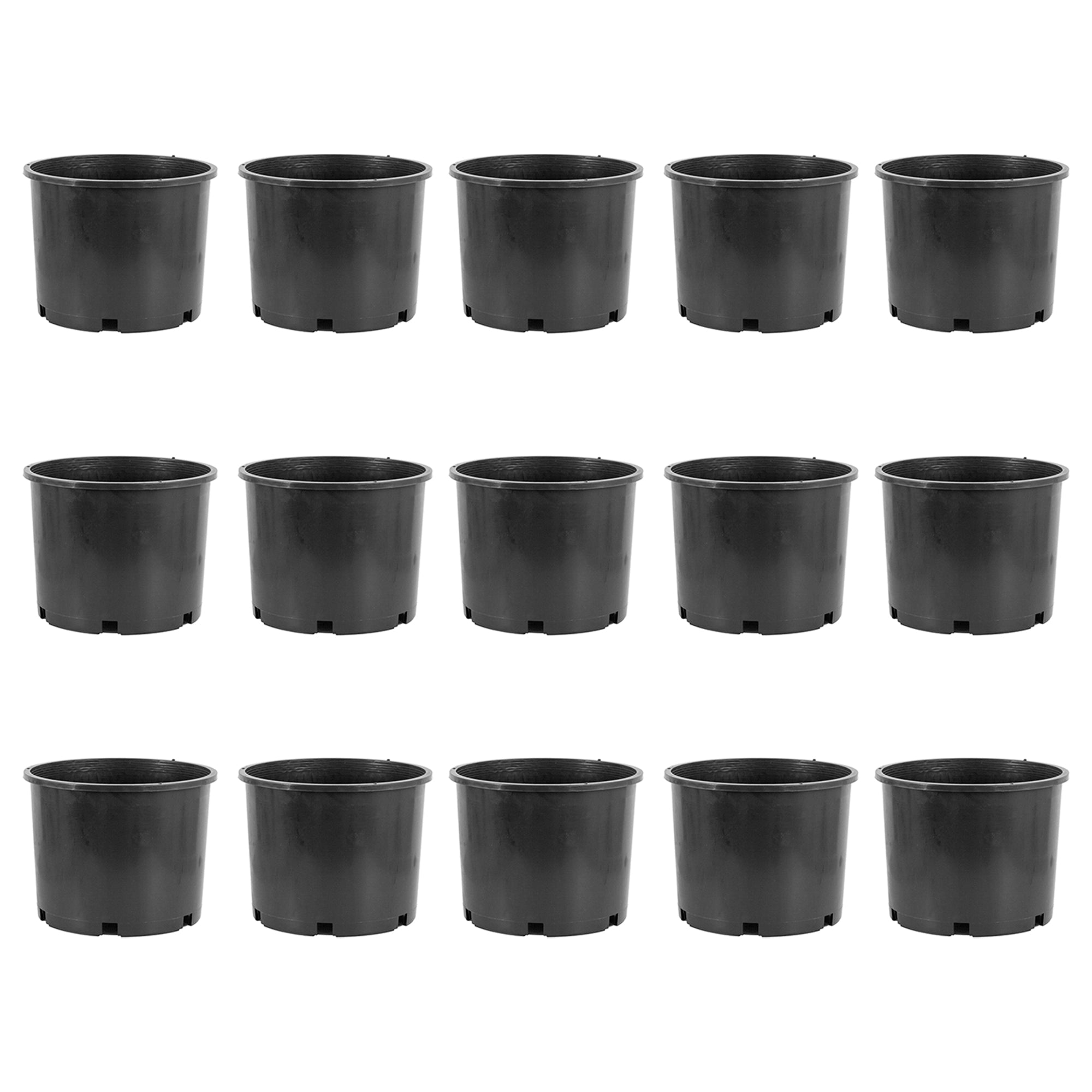 Pro Cal 7 Gallon Round Wide Rim Durable Plastic Plant Nursery Pot, (15 Pack) - VMInnovations