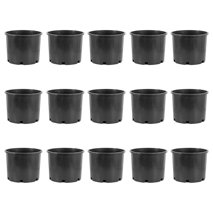 Pro Cal 7 Gallon Round Wide Rim Durable Plastic Plant Nursery Pot, (15 Pack)