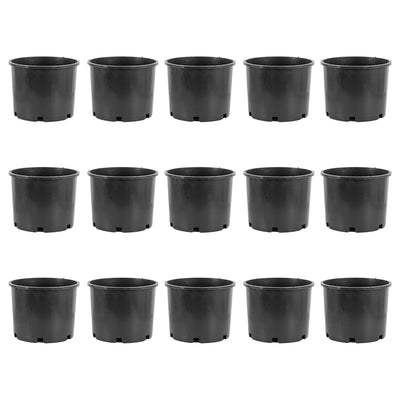 Pro Cal 7 Gallon Round Wide Rim Durable Plastic Plant Nursery Pot, (15 Pack)