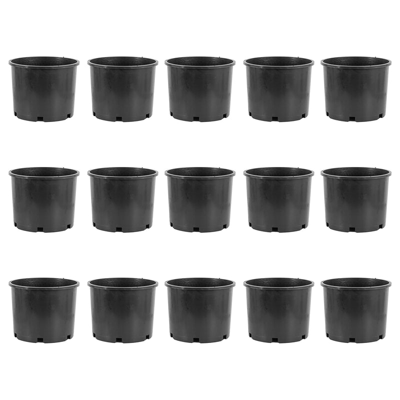 Pro Cal 7 Gallon Round Wide Rim Durable Plastic Plant Nursery Pot, (15 Pack)