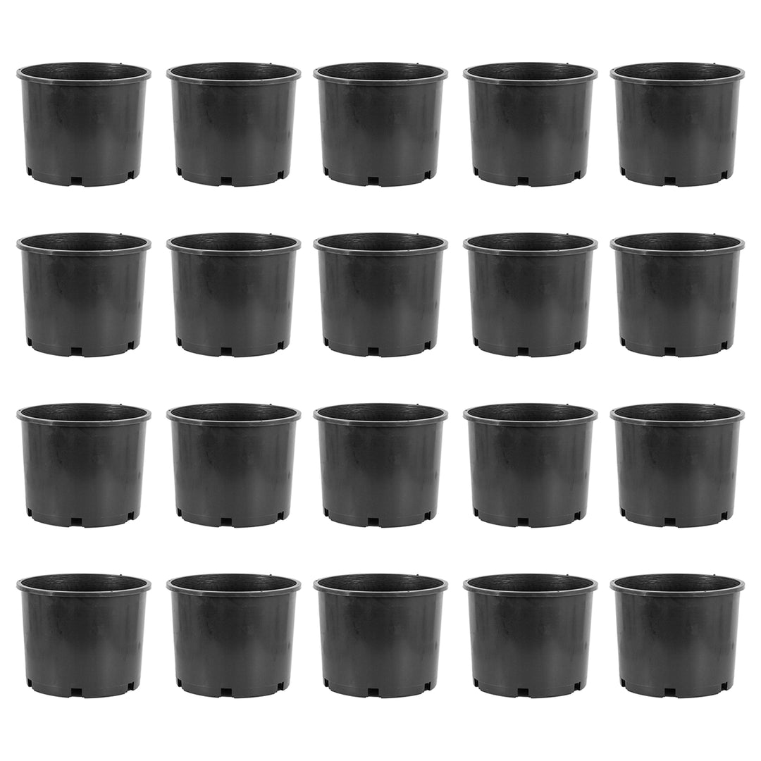 Pro Cal 7 Gallon Round Wide Rim Durable Plastic Plant Nursery Pot, (20 Pack)