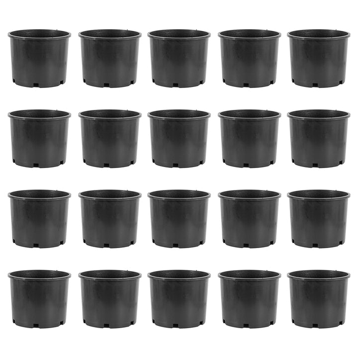 Pro Cal 7 Gallon Round Wide Rim Durable Plastic Plant Nursery Pot, (20 Pack)