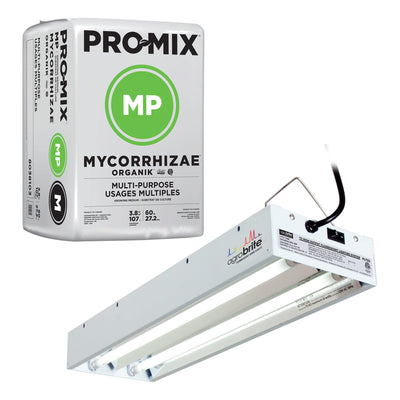 PRO-MIX MP Mycorrhizae Organik Grow Medium & AgroBrite 2' Grow Light Fixture,48W