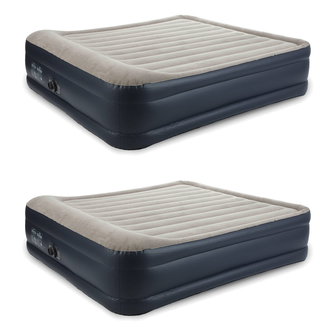 Intex Dura Beam Plus Deluxe Air Mattress Bed with Built In Pump, King (2 Pack)