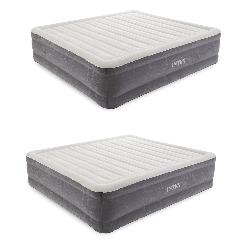 Intex 18" Inflatable Elevated Air Mattress Bed w/Built In Pump, King (2 Pack)