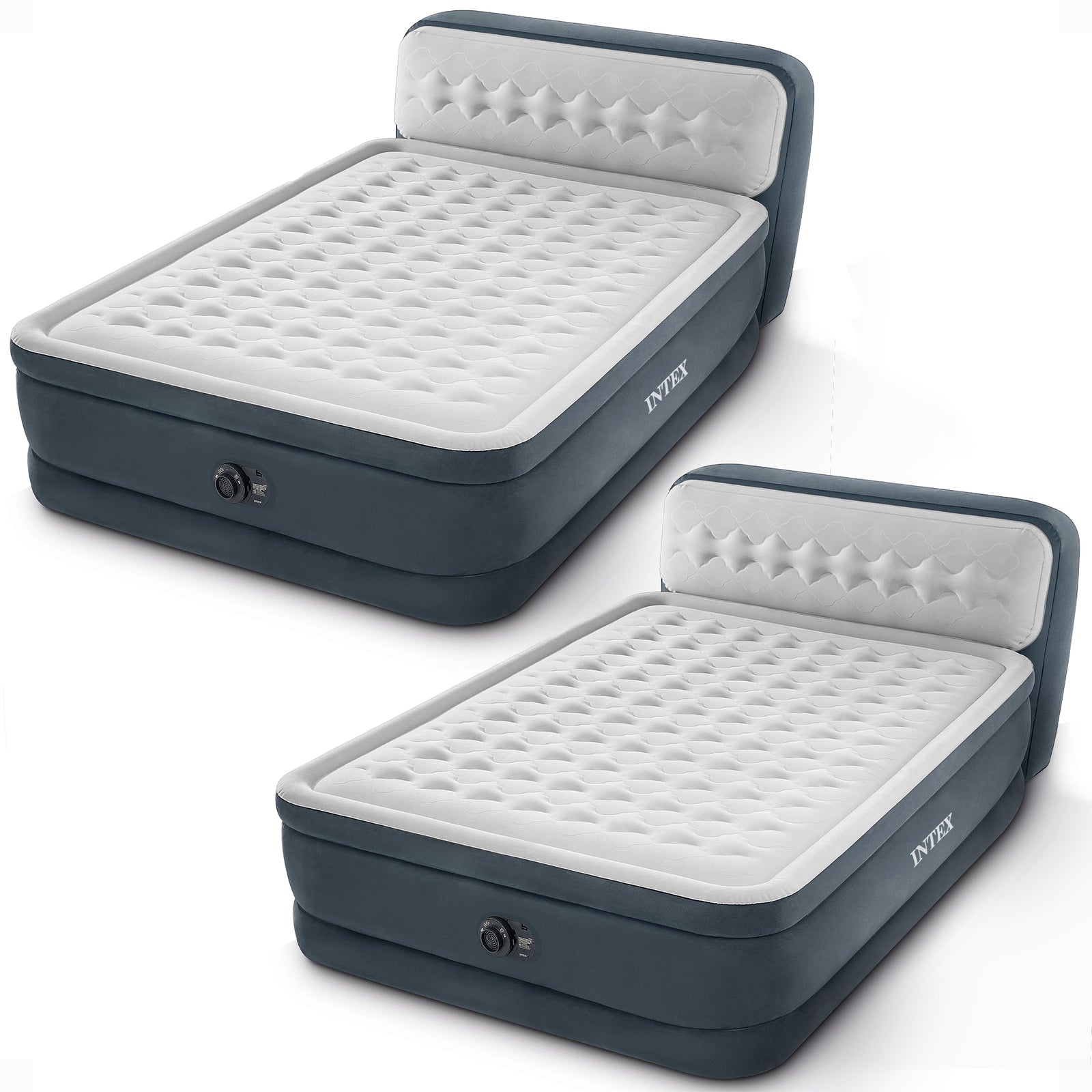 Intex Dura Beam Ultra Plush Headboard Airbed w/Built In Pump, Queen (2 Pack) - VMInnovations