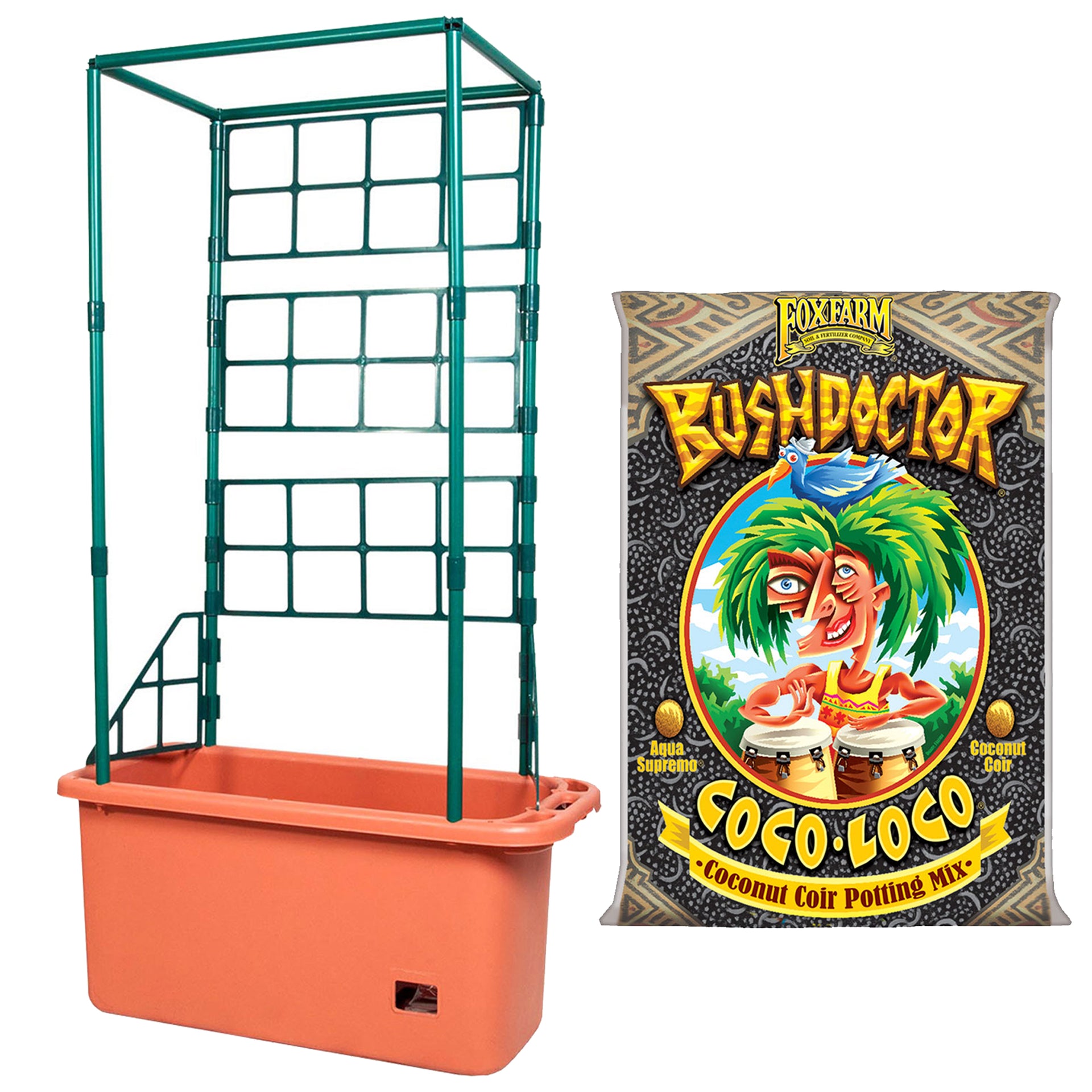 foxfarm fx14100 coco loco potting mix Hydrofarm 10gal Gardener w/Trellis & FoxFarm Bush Doctor Coco Loco Soi –  VMInnovations