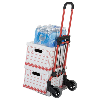 Magna Cart Personal MCI Folding Hand Truck w/Rubber Wheels, Red/Silver (2 Pack)