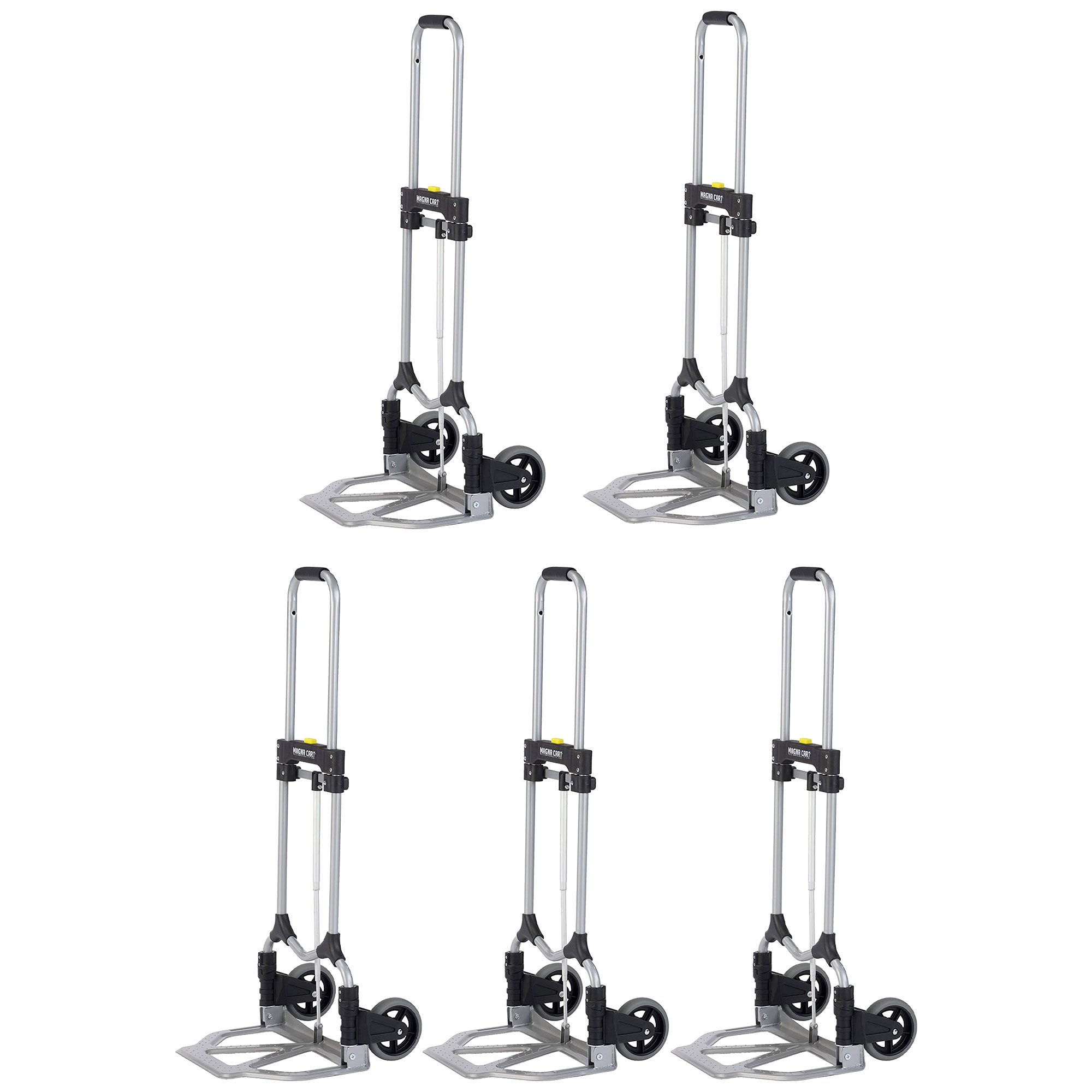 Magna Cart Personal 160lb Capacity MCI Folding Alloy Steel Hand Truck (5 Pack)