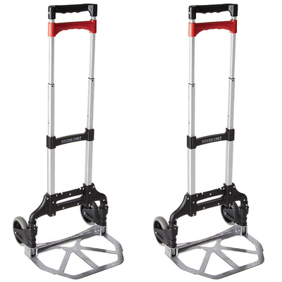 Magna Cart Personal MCI Folding Hand Truck with Rubber Wheels, Black (2 Pack) - VMInnovations