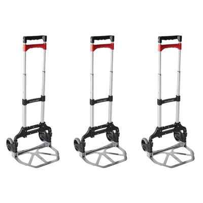 Magna Cart Personal MCI Folding Hand Truck with Rubber Wheels, Black (3 Pack) - VMInnovations