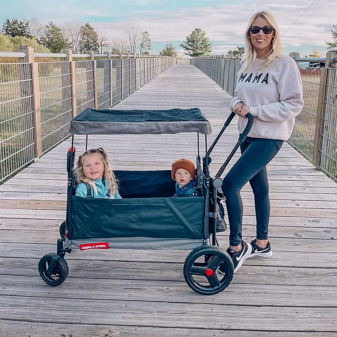 Radio Flyer Collapsible Stroll ‘N Wagon with Protective Cover, Black (Open Box)