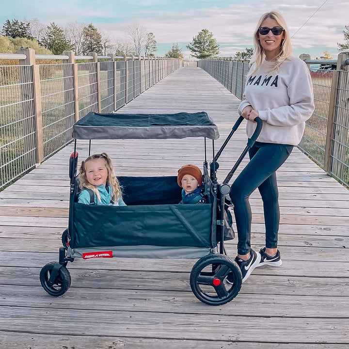 Radio Flyer Collapsible Stroll ‘N Wagon with Protective Cover, Black (Open Box)