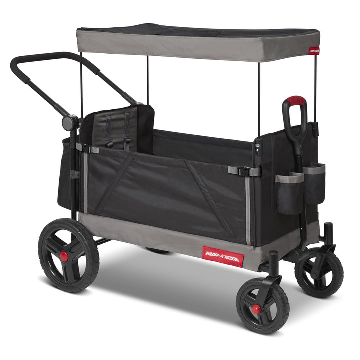 Radio Flyer Collapsible Trav’ler Stroll ‘N Wagon with Protective Cover, Black