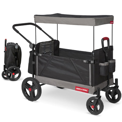 Radio Flyer Collapsible Trav’ler Stroll ‘N Wagon w/Protective Cover, Black(Used)
