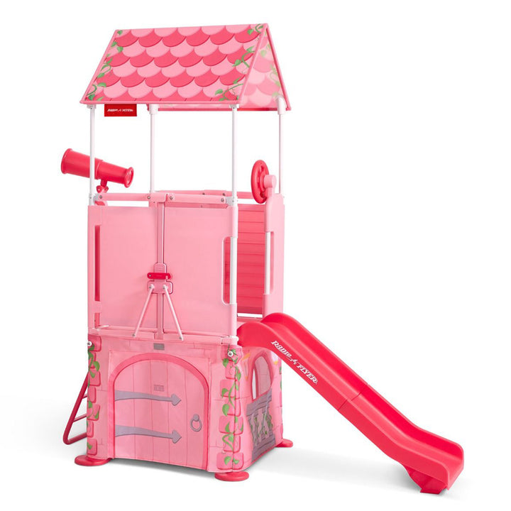 Radio Flyer Play & Fold Away Princess Castle Toy Slide Playhouse, Pink(Open Box)