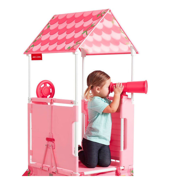 Radio Flyer Play & Fold Away Princess Castle Toy Slide Toddler Playhouse, Pink