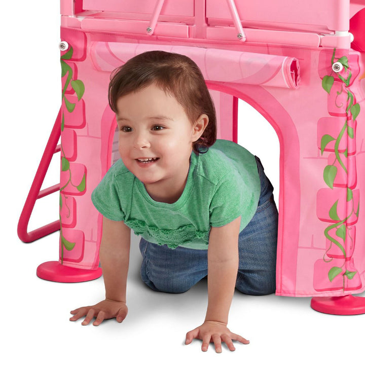 Radio Flyer Play & Fold Away Princess Castle Toy Slide Toddler Playhouse, Pink