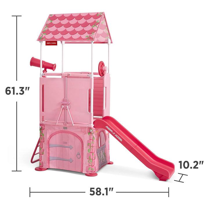 Radio Flyer Play & Fold Away Princess Castle Toy Slide Toddler Playhouse, Pink