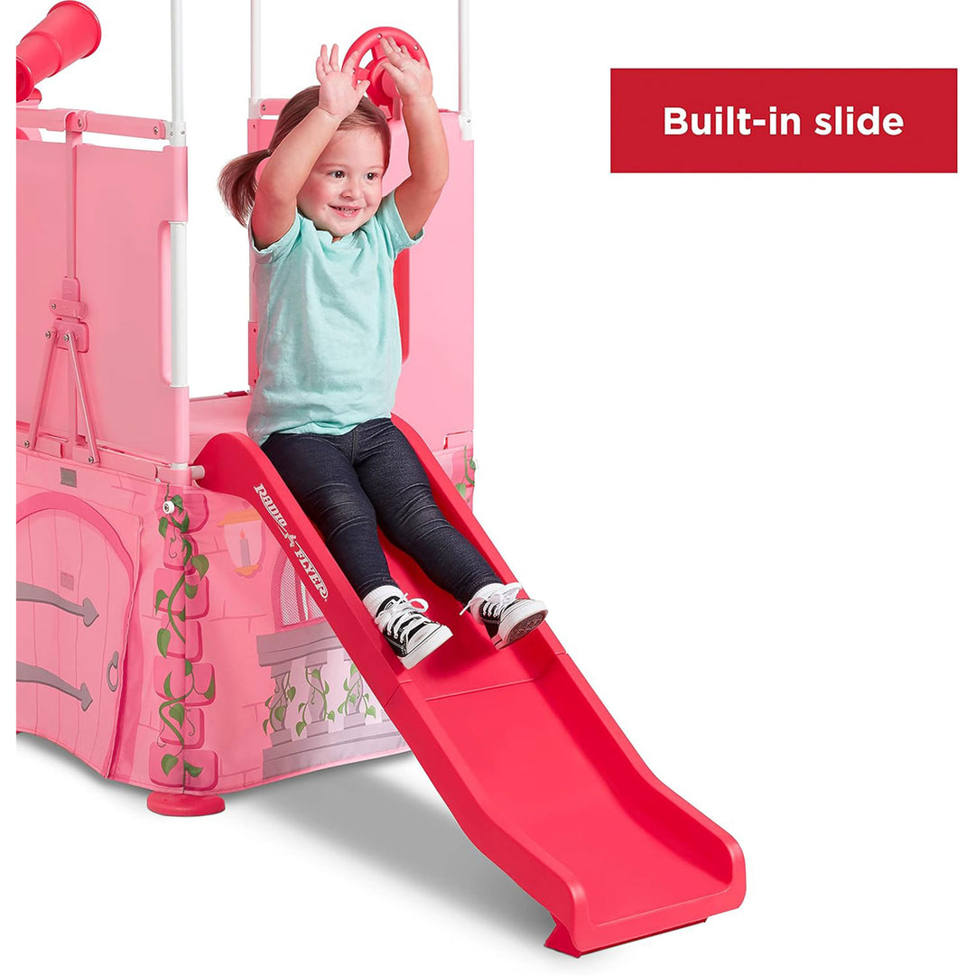 Radio Flyer Play & Fold Away Princess Castle Toy Slide Toddler Playhouse, Pink