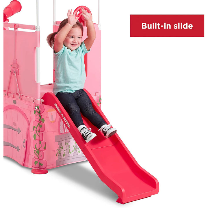 Radio Flyer Play & Fold Away Princess Castle Toy Slide Playhouse, Pink(Open Box)