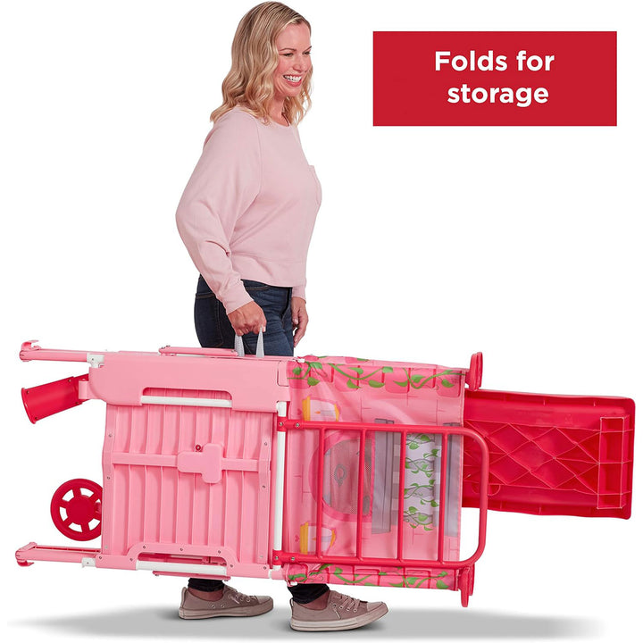 Radio Flyer Play & Fold Away Princess Castle Toy Slide Playhouse, Pink(Open Box)
