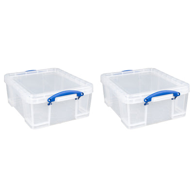 Really Useful Box 17L Storage Container with Lid and Clip Lock Handles, (2 Pack)