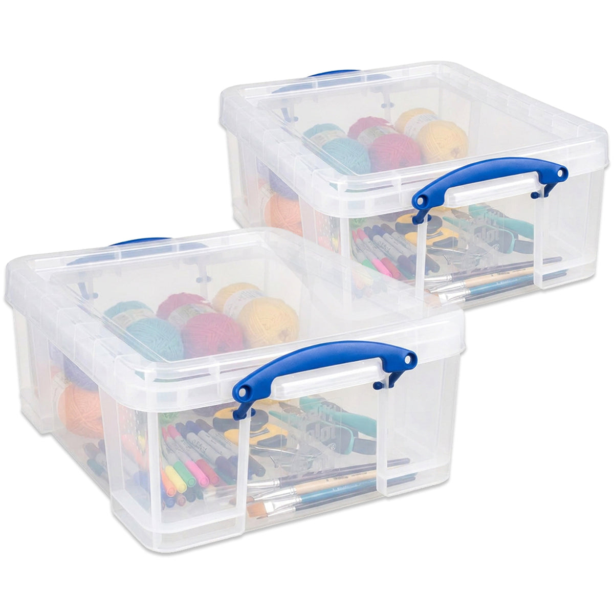 Really Useful Box 17L Storage Container with Lid and Clip Lock Handles, (2 Pack)