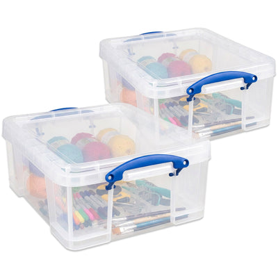 Really Useful Box 17L Storage Container with Lid and Clip Lock Handles, (2 Pack)