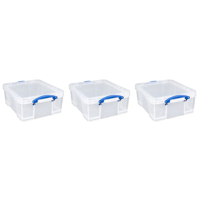 Really Useful Box 17L Storage Container with Lid and Clip Lock Handles, (3 Pack) - VMInnovations