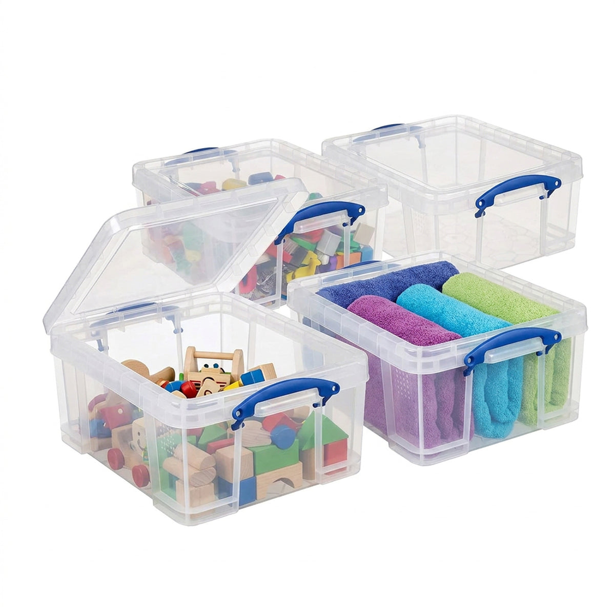 Really Useful Box 17L Storage Container with Lid and Clip Lock Handles, (4 Pack)
